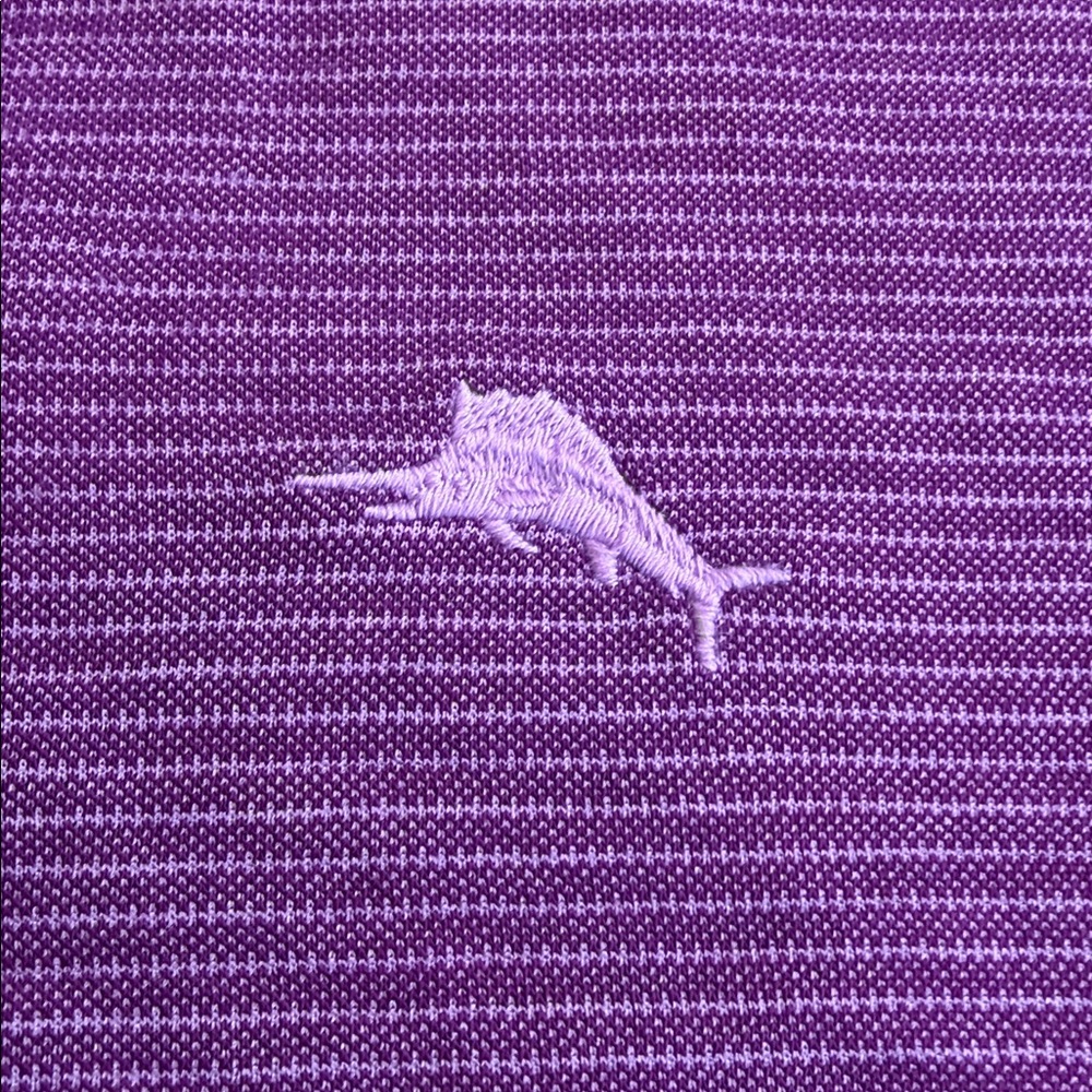 Tommy Bahama IslandZone Polo Men’s L Purple Striped Golf Shirt